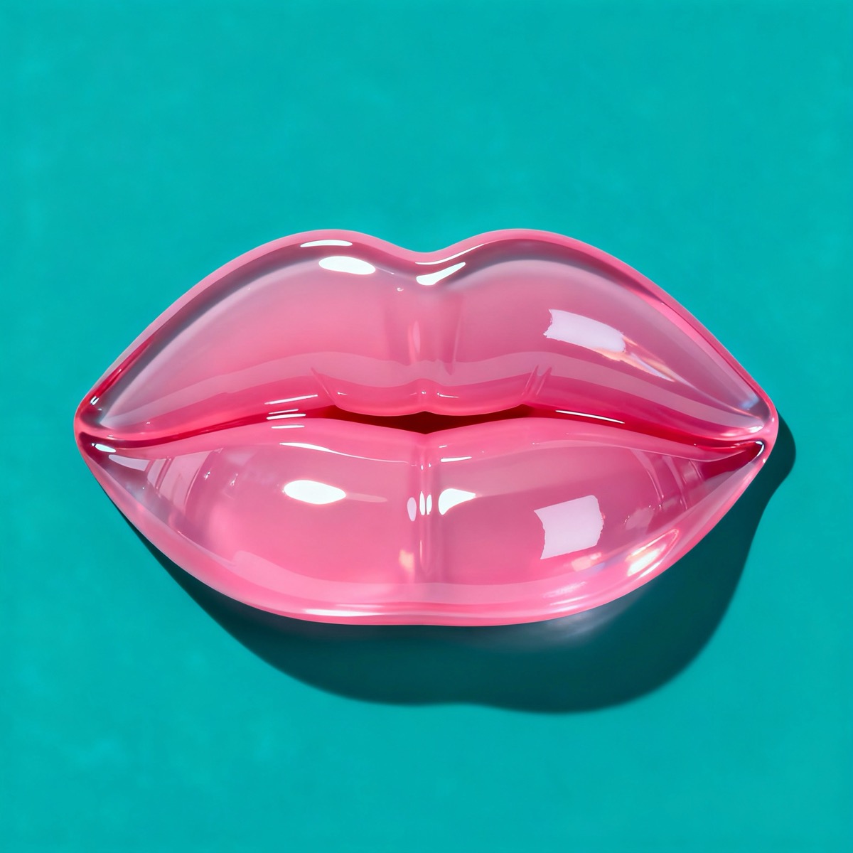 AI-generated bubblegum lips beauty shot