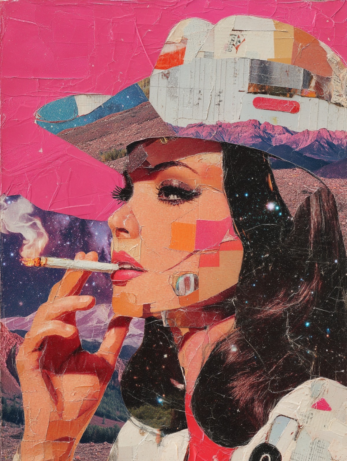 AI-generated surreal cowgirl robot collage