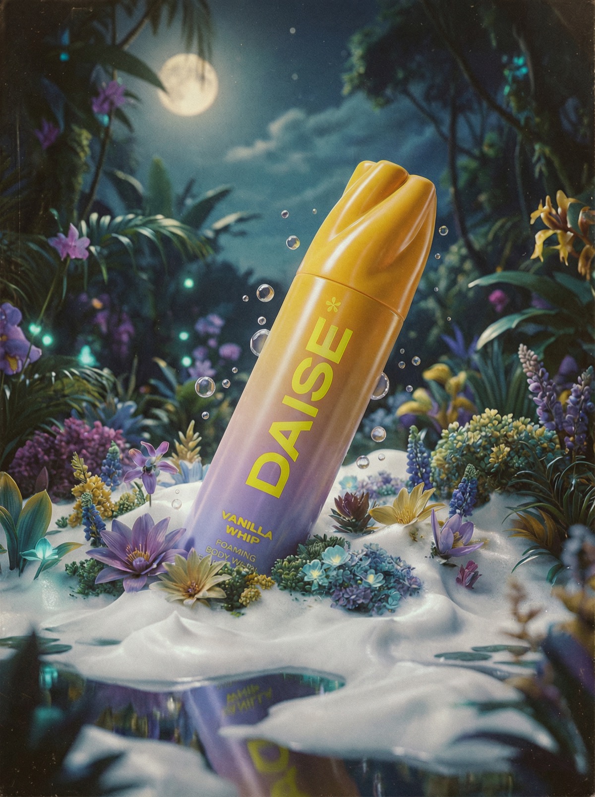 AI-generated surreal foam lake landscape