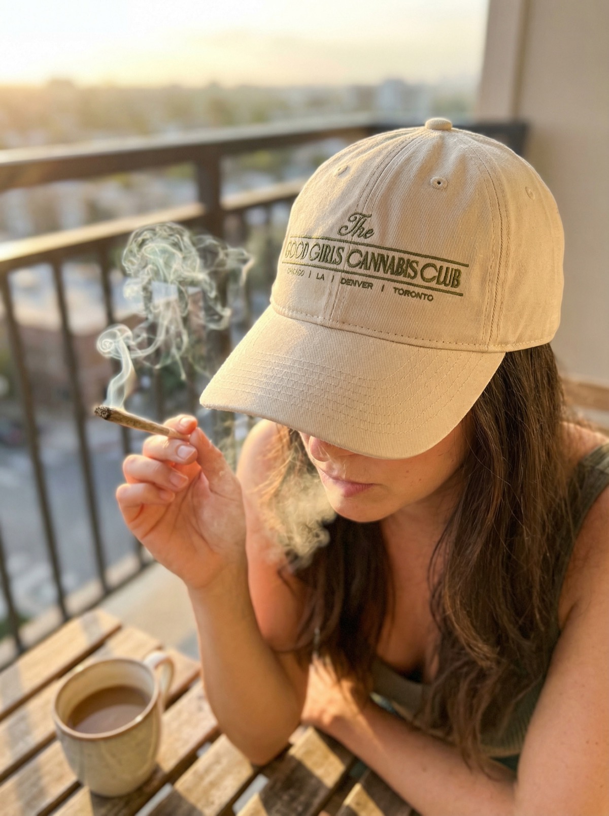 GGCC branded hat with smoking joint