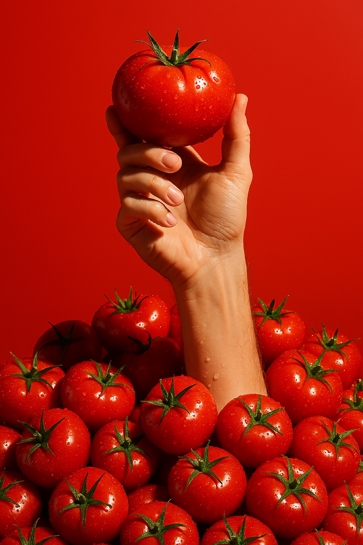 AI-generated hand with tomato