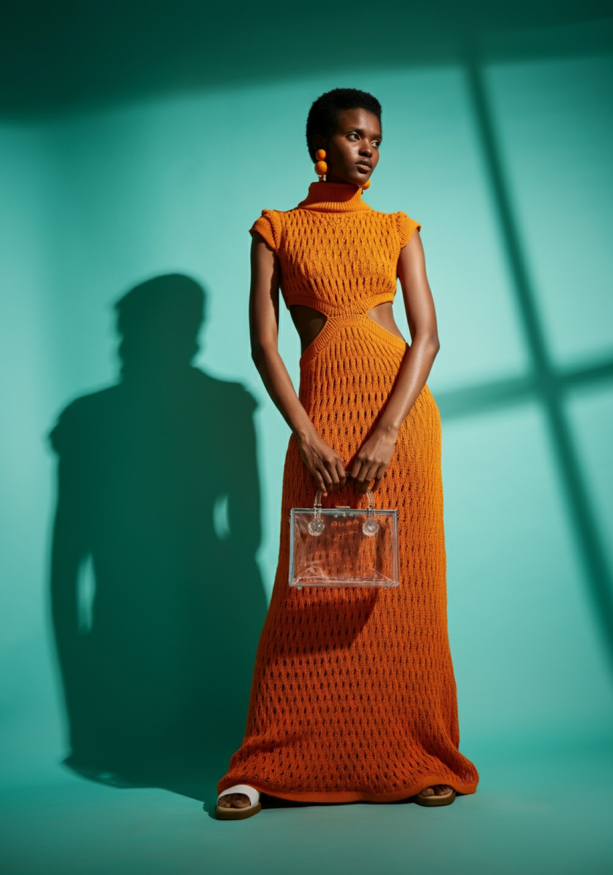 Fashion — orange dress with shadow