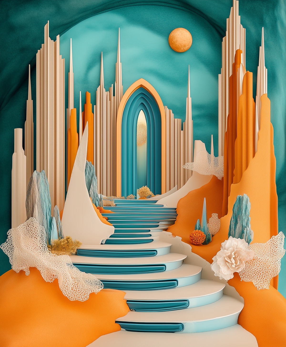 AI-generated 3D paper architecture