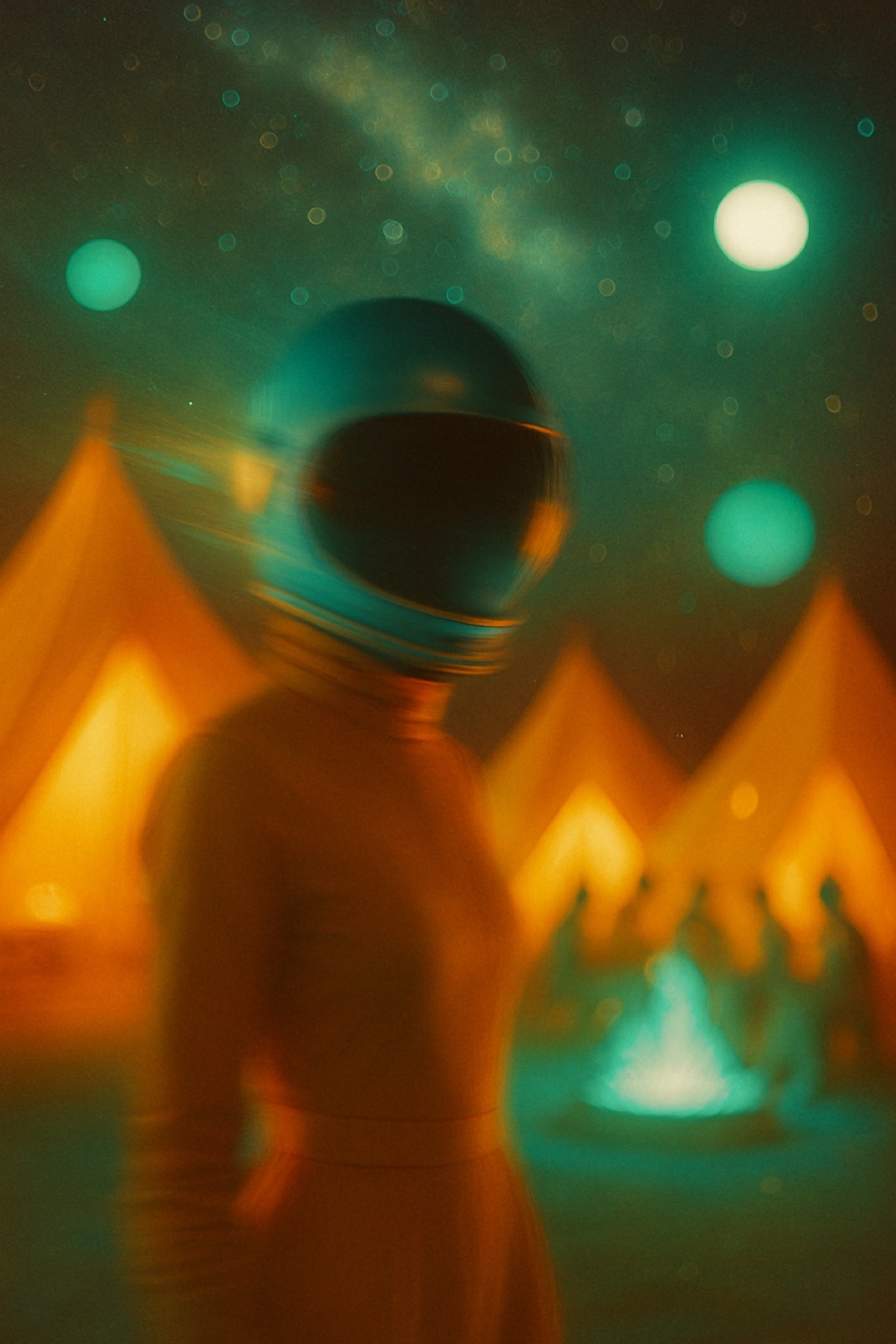 AI-generated dreamy space helmet portrait